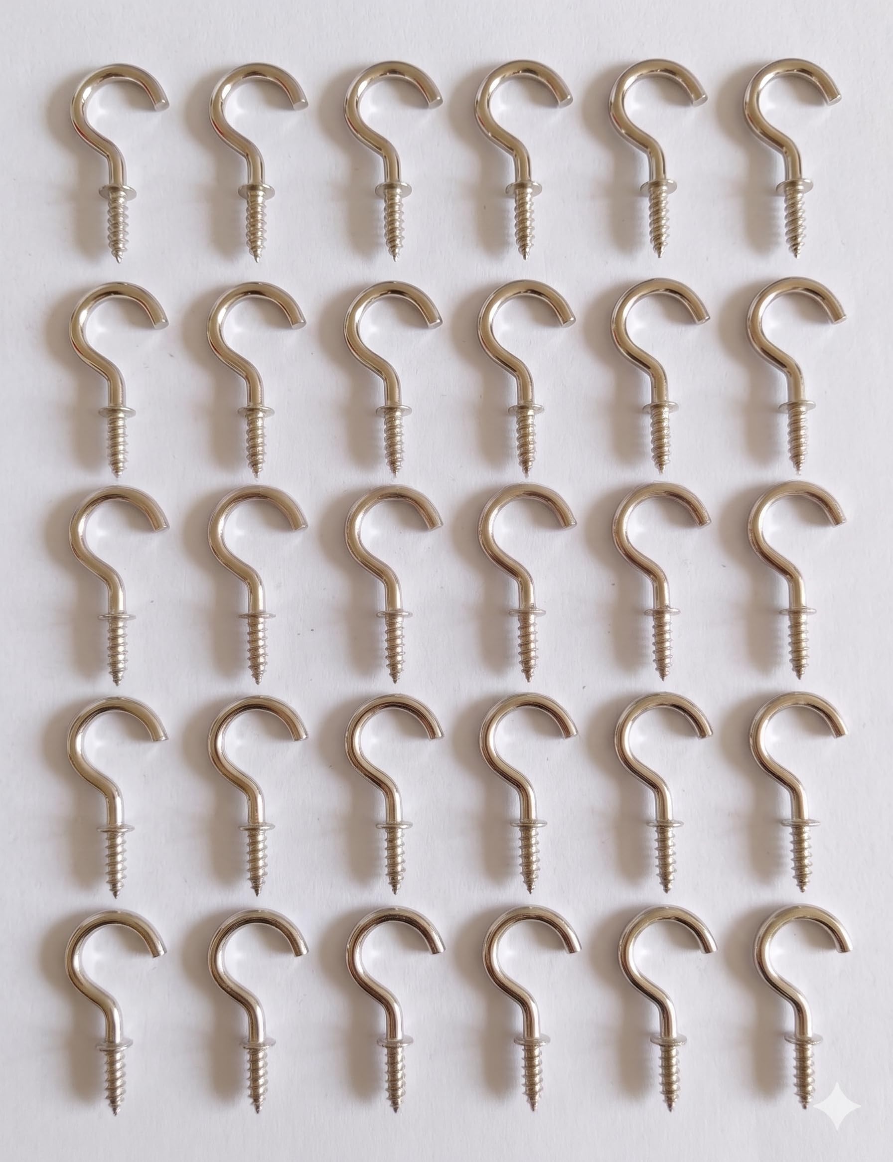 mhs multipurpose small j hook, chrome plated utility hanging hooks for wires, decoration lights, keys, decorations & home organization (pack of 30)