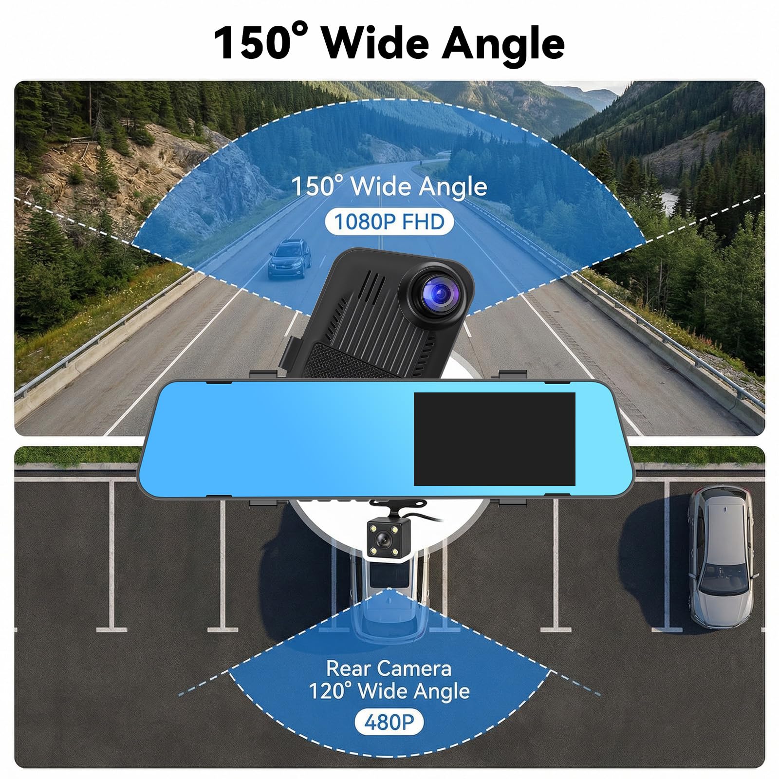 SIXTOP Dashcam 1080P Cámara Delantera y Trasera con Pantalla 4.5″ | Grabación Simultánea Frontal y Trasera, Visión Nocturna, Sensor de Movimiento, Grabación en Bucle y Líneas de Aparcamiento