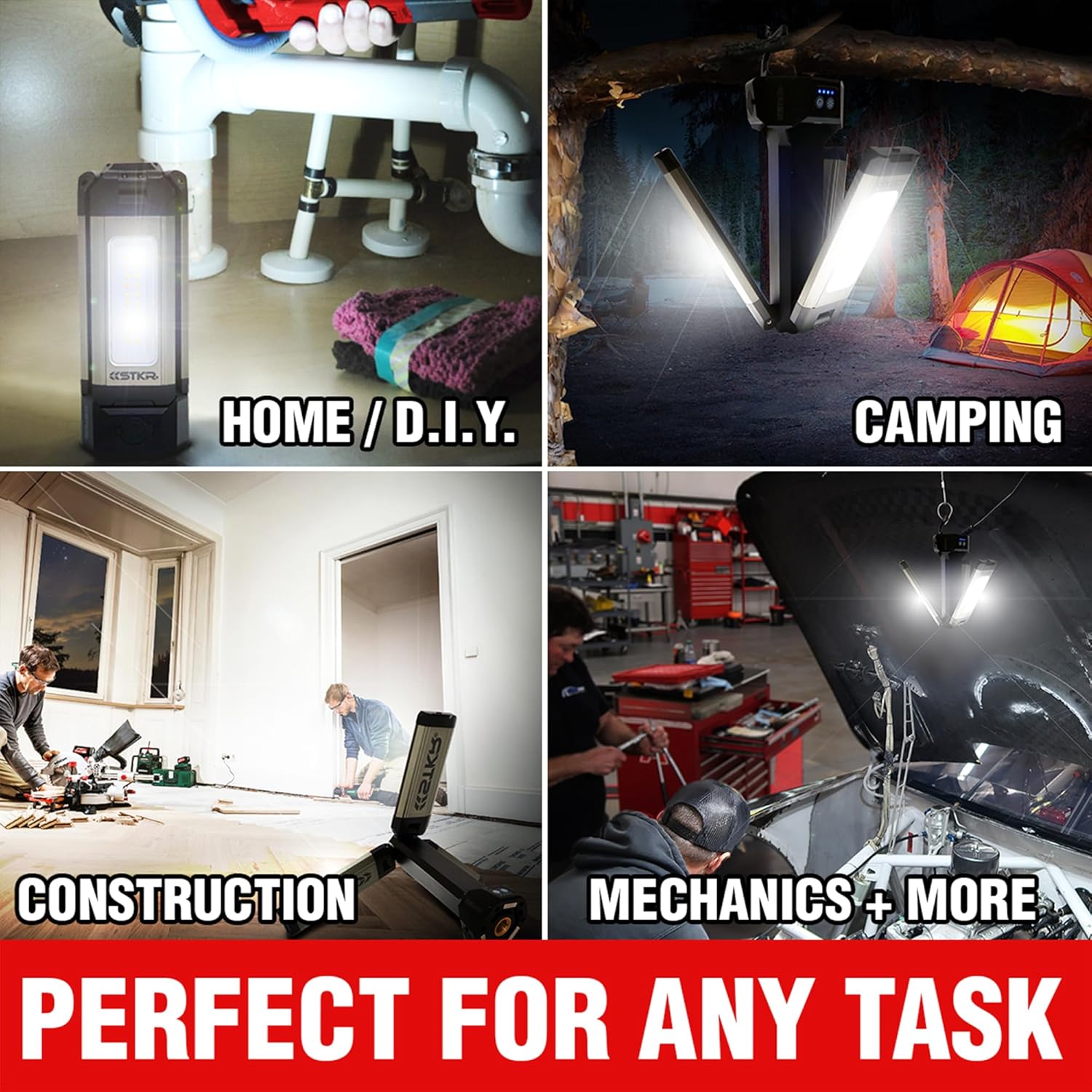 STKR Concepts Tri-Mobile - 2000 Lumen Area Work Light, Black