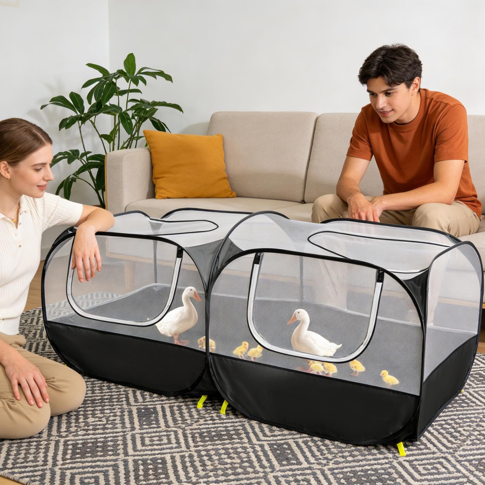 Tierstall Innen | Abnehmbare Basis Mit Reversiblen Sonnenschutz | Tiere Spiellauf - Für Reisen Im Freien Katzen Gras Garten Und Gartenpflege