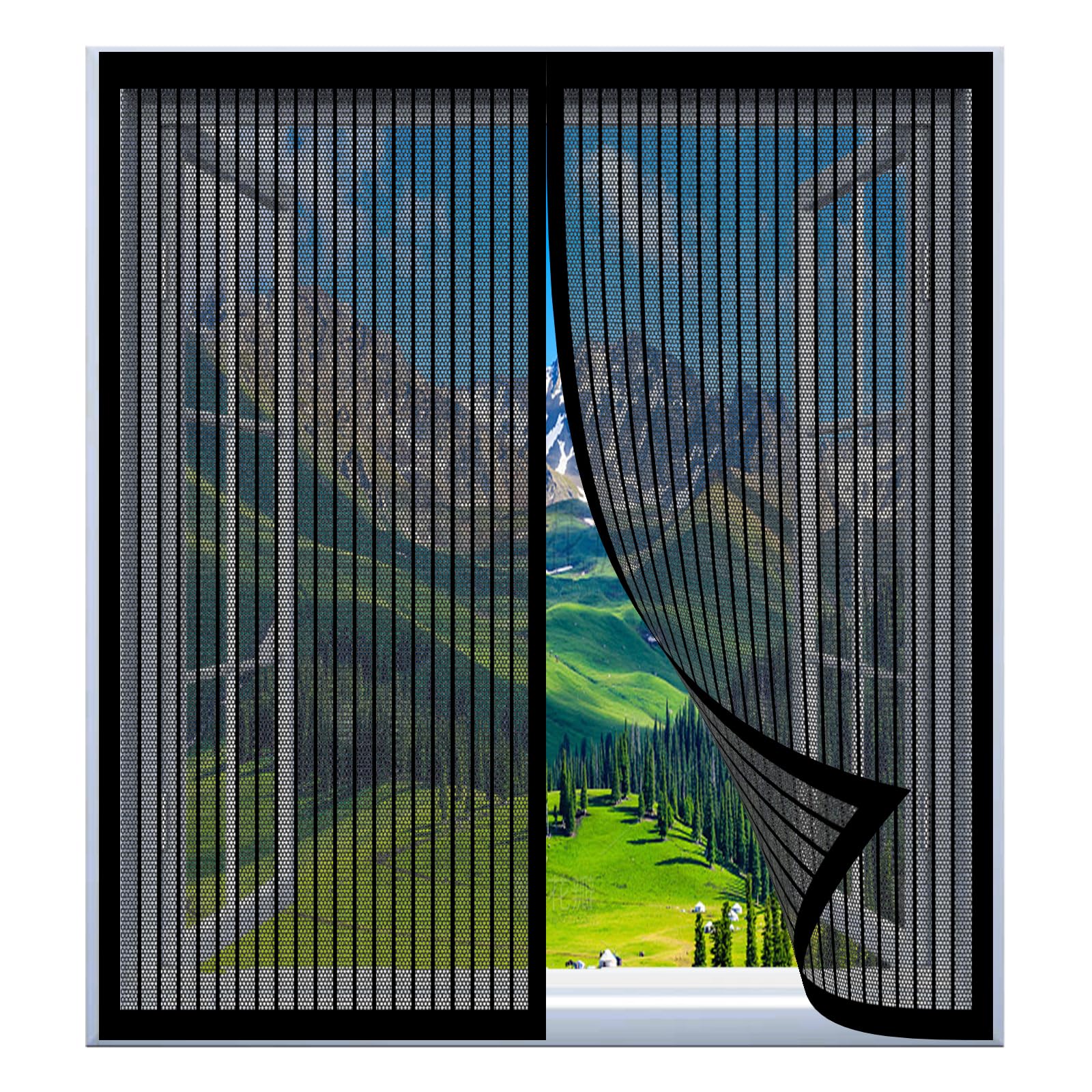 Yuanwan Black Magnetic Fly Screens For Windows 53 X 130 Cm Easy Installation No Drilling Or Screwing Fly Screen Mosquito Magnetic Window Screen For Windows Nets To Keep Bugs Out,