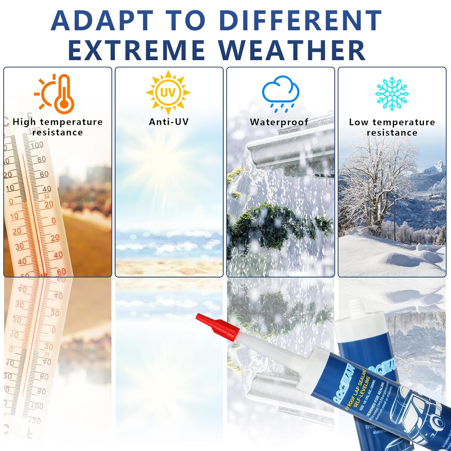 2026 Version RV Roof Sealant 4 Pack, Self-Leveling Lap Sealant White, Camper Caulk for RV Roofing, Maintenance, Repair