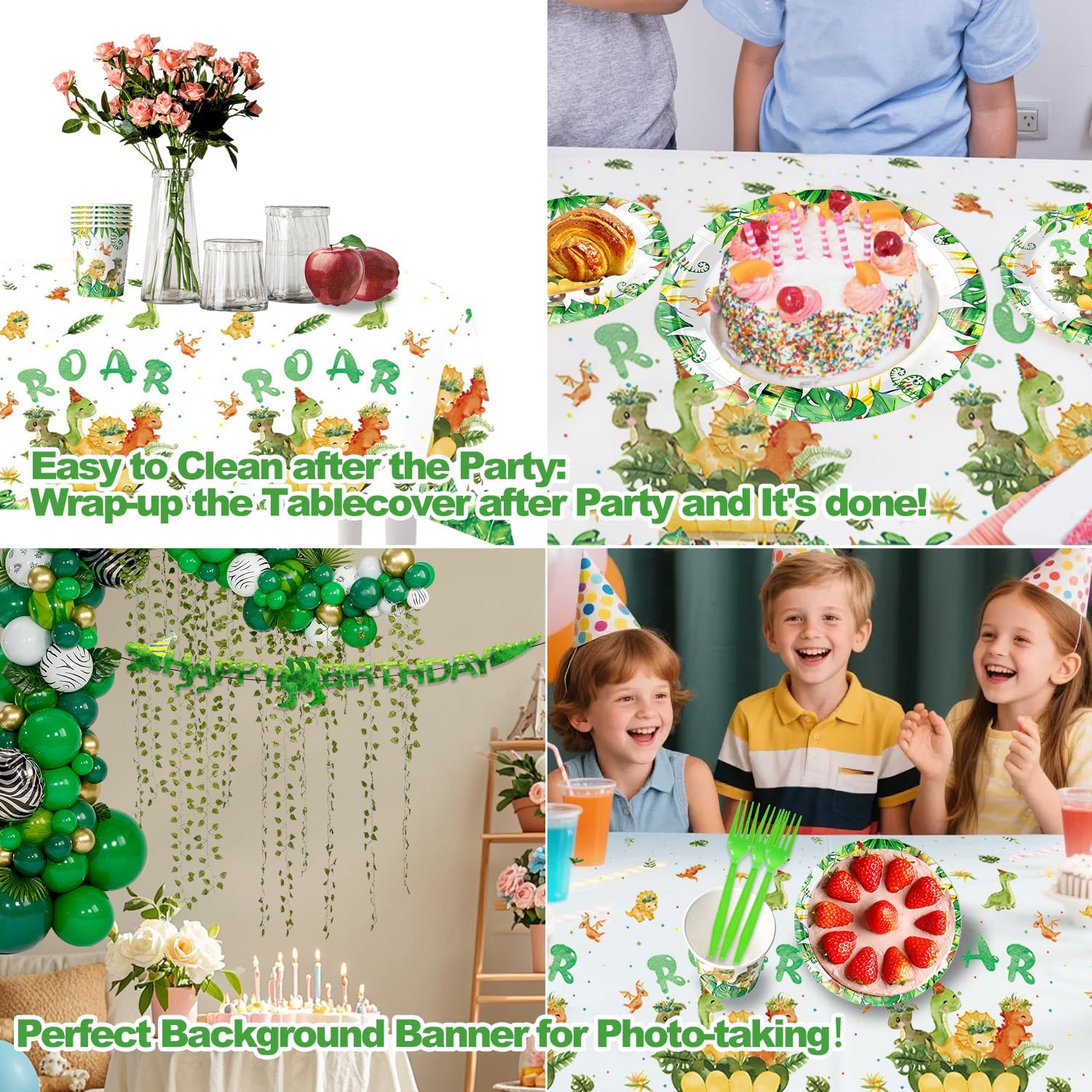 167 Pcs Dinosaur Birthday Party Decorations Supplies Serve 25 Guest, Dino Theme Party Pack for Kids, Dinosaur Plates, Cups, Napkins, Forks, Straws, Banner, Tablecloth for Birthday Celebration