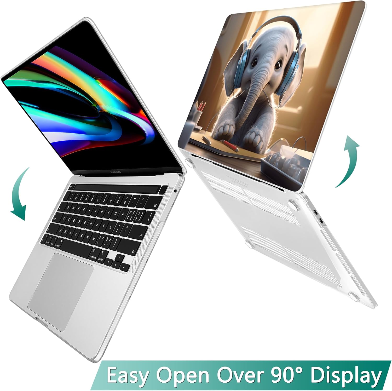 Tuiklol Case for 2022 MacBook Pro 13 Inch M2 Clip, 2021 2020 Release M1 A2338 A2289 A2251, Hard Shell Case for MacBook Pro 13.3" with Touch Bar Fits Touch ID and Retina Display, Elephant - Image 4