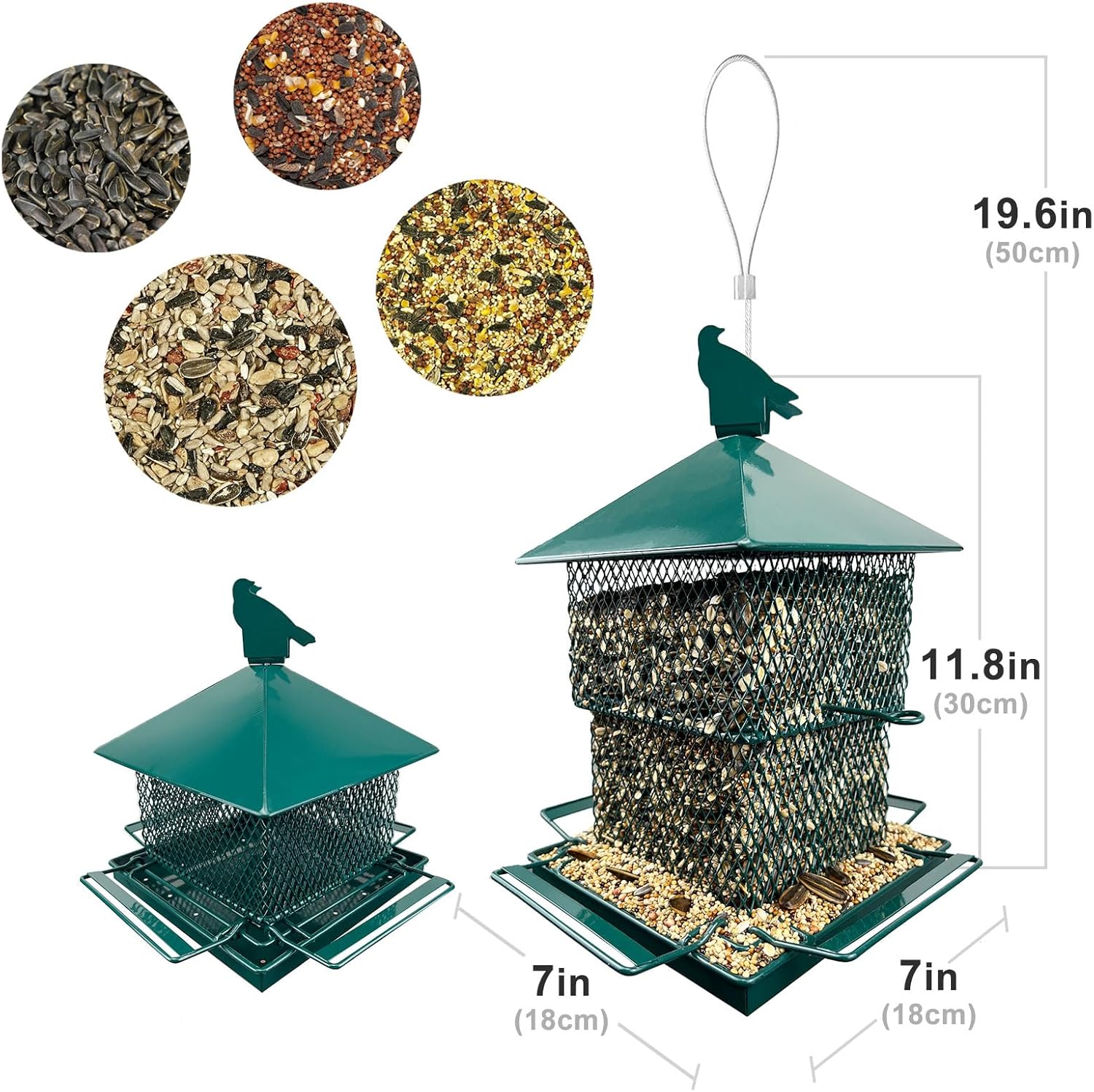 Bird Feeders for Outdoor Hanging, Heavy Duty Metal Bird Feeder, 6lb Large Capacity, Supports Cardinal, Finch, Blue Jay and Wild Birds