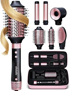 ELLA BELLA 6 in 1 Professional Hot Air Styler • Powerful Hair Dryer & Straightener Set • Styling Without Heat Damage • Fast Drying Curling Volumizing Straightening • Includes Protective Travel Case