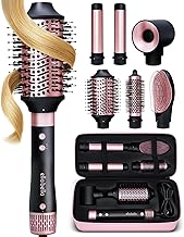ELLA BELLA® 6 in 1 Professional Hot Air Styler • Powerful Hair Dryer & Straightener Set • Styling Without Heat Damage • Fast Drying Curling Volumizing Straightening • Includes Protective Travel Case