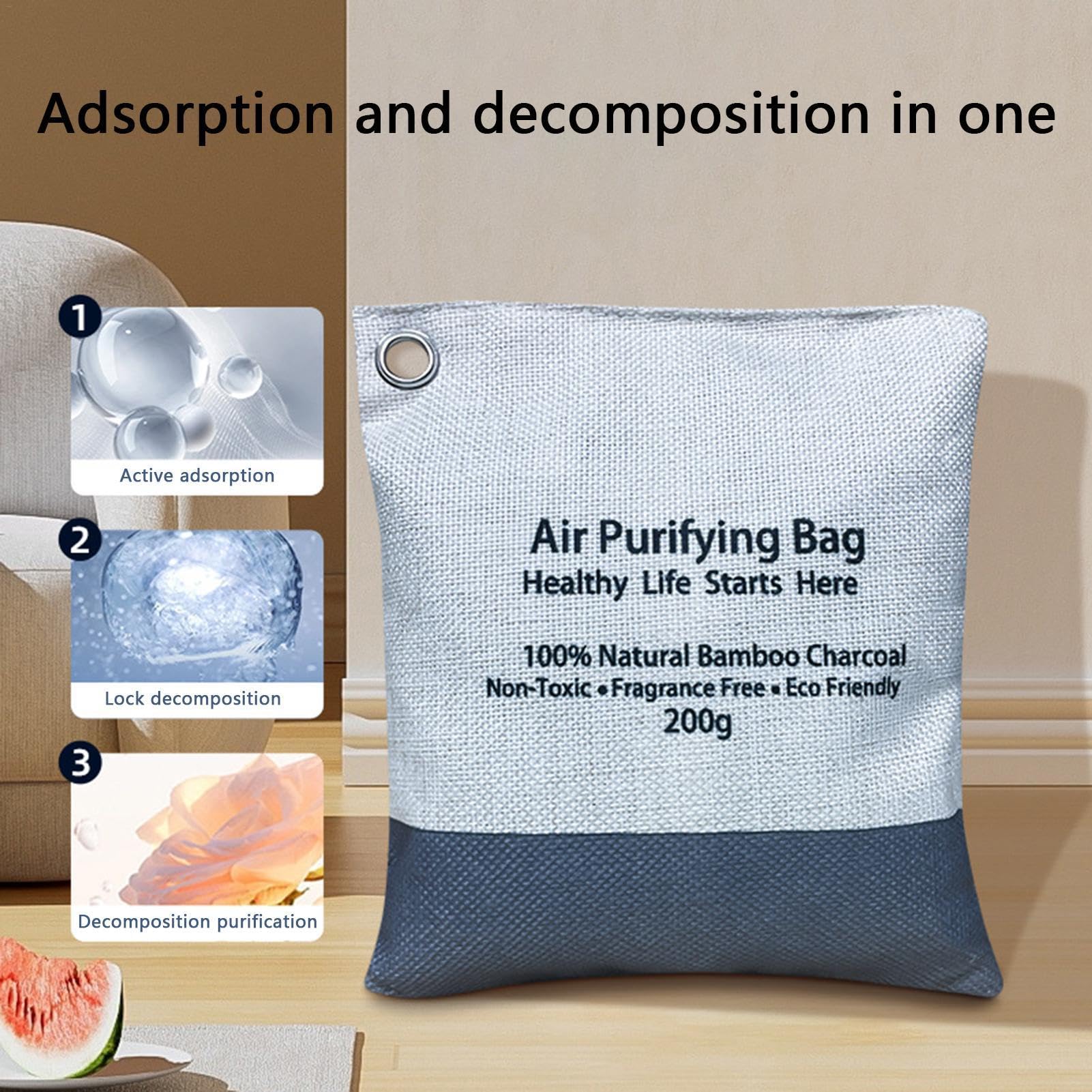 Genérico Charcoal Odor Eliminator, Natural Carbon Bags, Scent Absorber, Home Vehicle Breeze Purifiers, Air Freshener Supplies, (5.71x1.18x6.69 Inches), Ideal For Deodorizer, Study Room, Closet