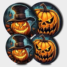 Halloween Pumpkin Electric Stove Burner Covers，4 Pcs Pumpkin Halloween Decor Round Stove Burner Covers，8 Inches and 10 Inches，Gas Stove Burner Cover,Metal Cooktop Halloween Decorative,Kitchen Decor