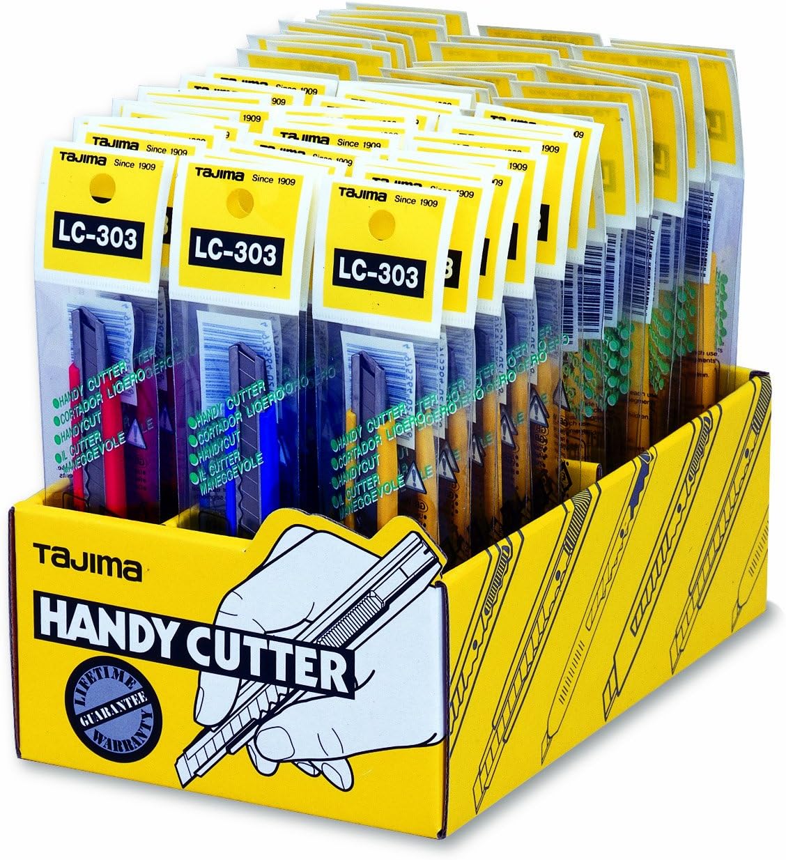 Tajima LC303-D60 Displayer 3/4-Inch Knives with In-Handle Blade Storage, 60-Piece