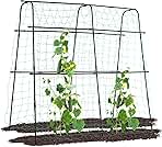 Lalahoni Cucumber Trellis, 5.3x5.3 Feet Metal Garden Arch Plant Support for Climbing Plants Outdoor Vegetable Fruit Flower Vine Peas Beans Trellis for Raised Bed, Lightweight, Black
