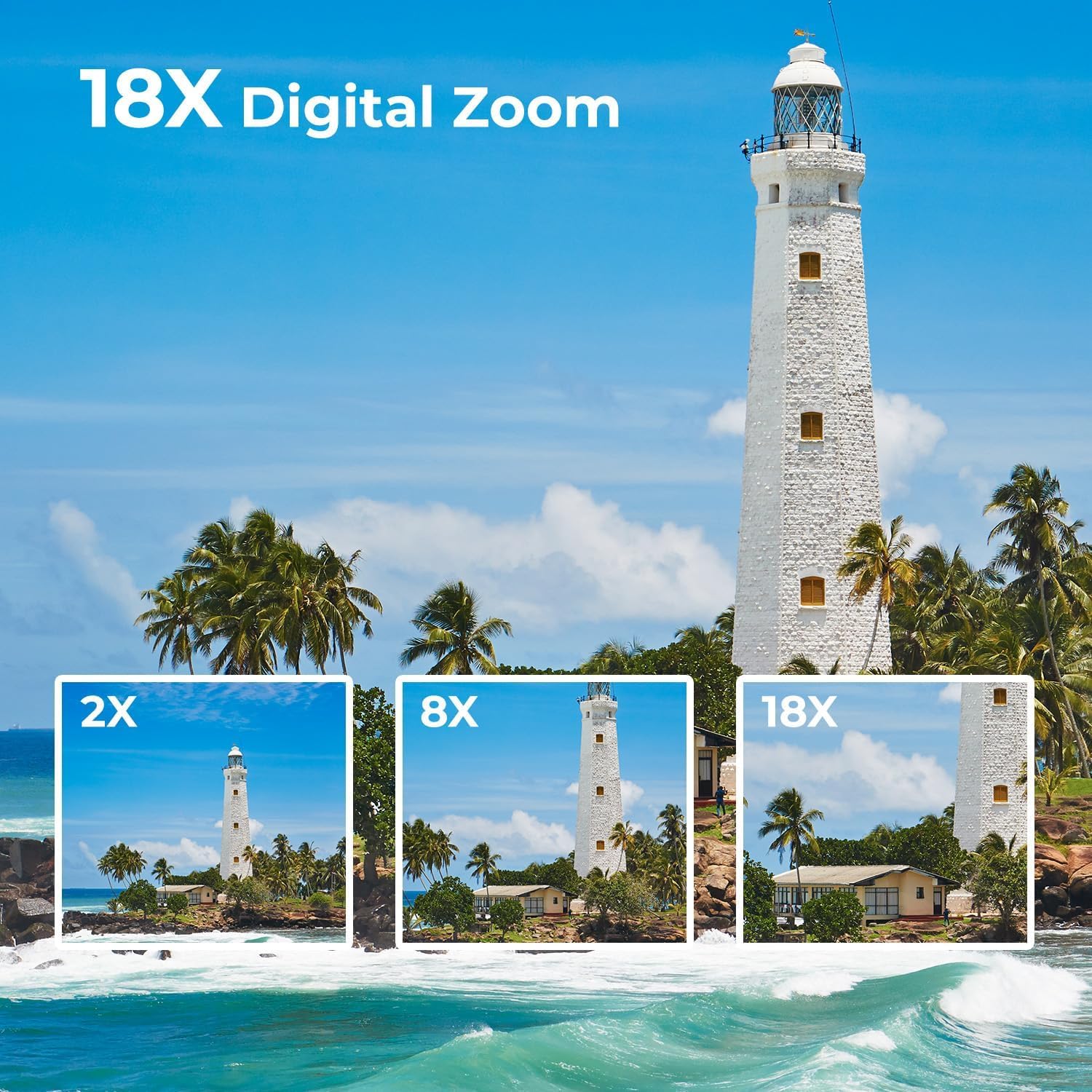 Camcorder Video Camera, Digital Camera 1080P 18X Digital Zoom Cam Corder with Fill Light, 3" 270° Rotatable Screen Webcam Anti-Shake 48MP Vlogging Camera for YouTube with 32GB Card & Battery - Image 3