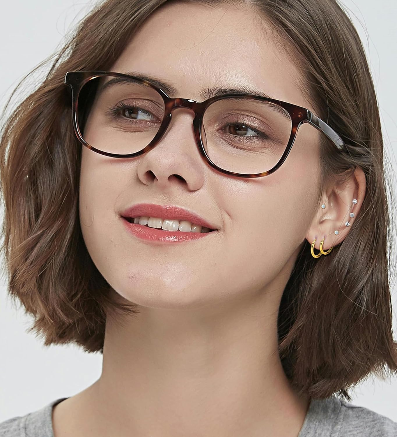 Hypoallergenic Surgical Steel Earrings for Sensitive Ears 14K Gold Flat Back Earrings for Women CZ Opal Peral Screw Back Cartilage Earring 20G Helix Small Hoop Earrings for Multiple Piercing - Image 2