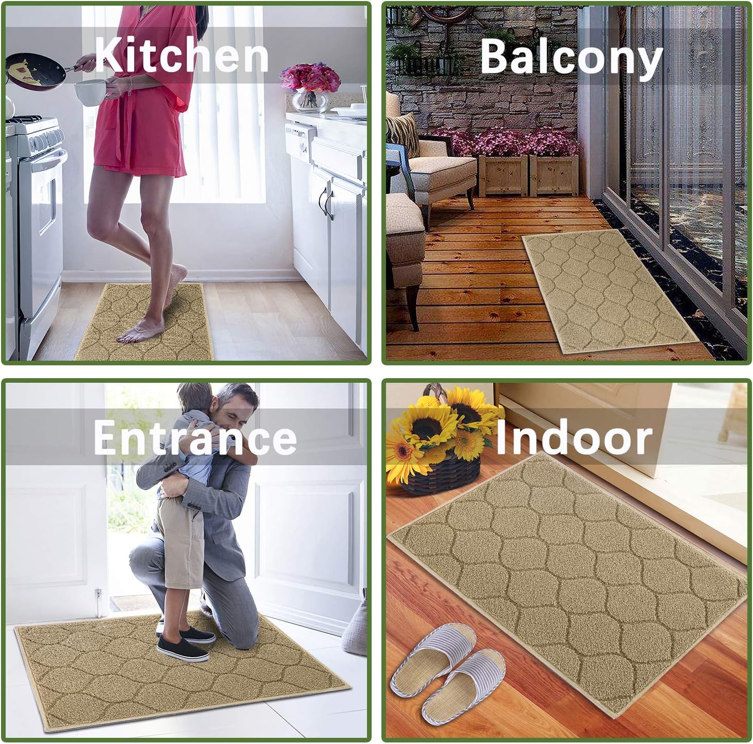 Indoor Doormat Front Door Mat Non Slip Rubber Backing Super Absorbent Mud and Snow Magic Inside Dirts Trapper Mats Entrance Door Rug Shoes Scraper Machine Washable Rug - Beige, 20"x 32"…