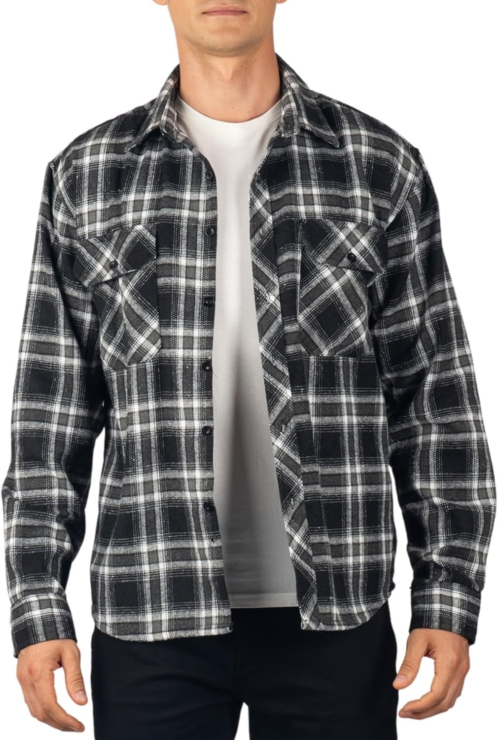 Alpine Swiss Mens Flannel Shacket Long Sleeve Plaid Button Down Shirt Jacket Light Cotton Blend Fall Work Outdoor Overshirt - Image 2