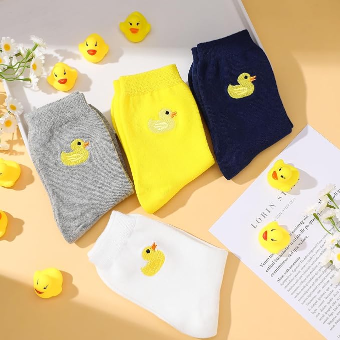 4 Pares Calcetines Pato Amarillo para Mujer miniatura 3