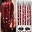 Red Hair Tinsel Kit with Tool 6pcs 1200 Strands Glitter Tinsel Hair Extensions Heat Resistant Sparkling Shiny Fairy Hair Accessories for Women Girls Kids 47Inch