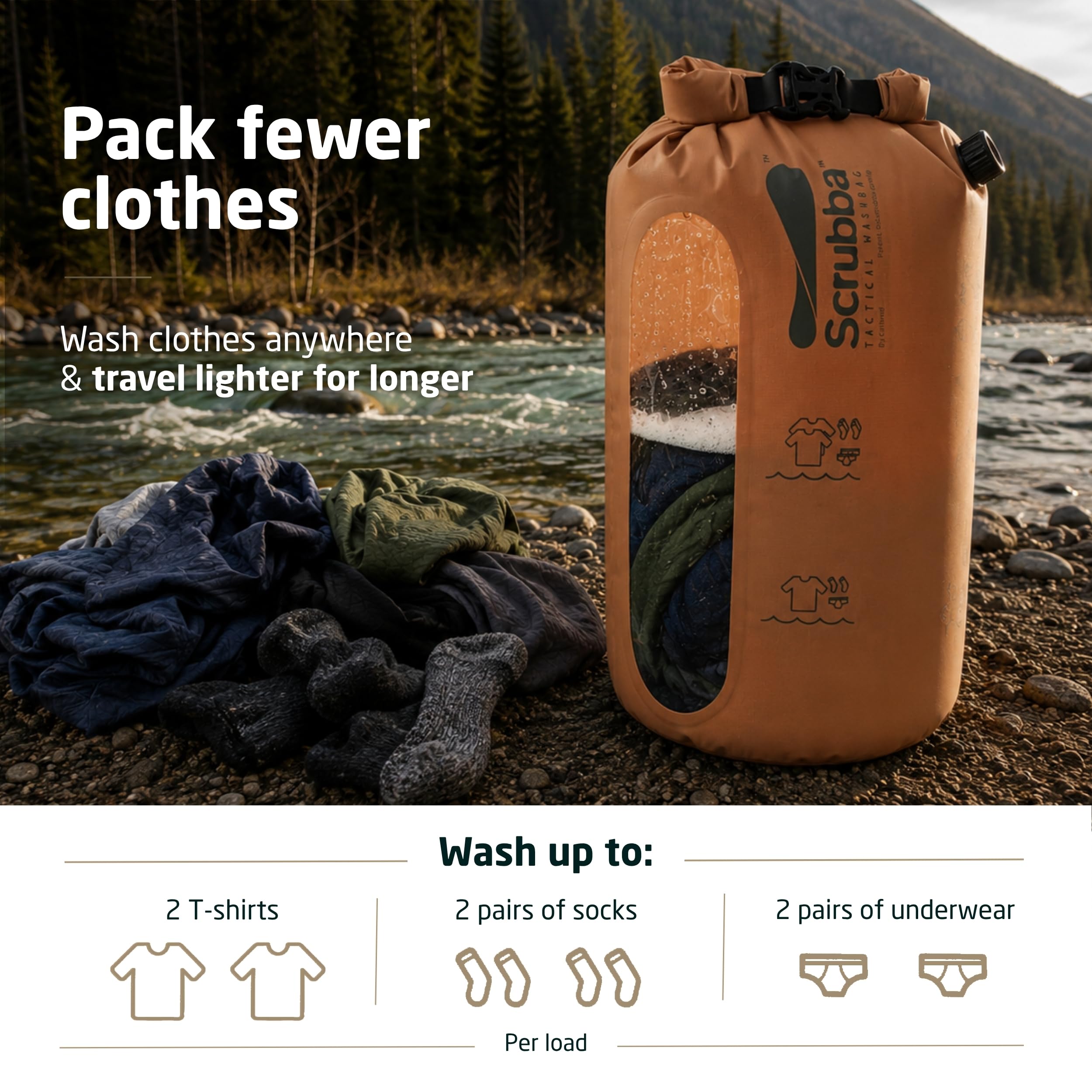 Amazon.com: Scrubba Tactical Wash Bag - Patented Washboard-in-a