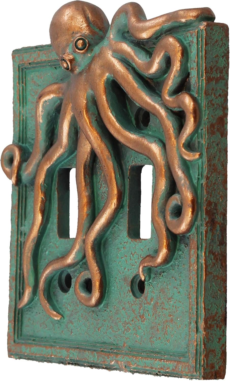 Top Brass Large Octopus/Kraken Electrical Cover Wall Plate Bronze/Verdigris Finish Style 2 - Single Switch, Double, Rocker, Outlet (Double Switch) image 2