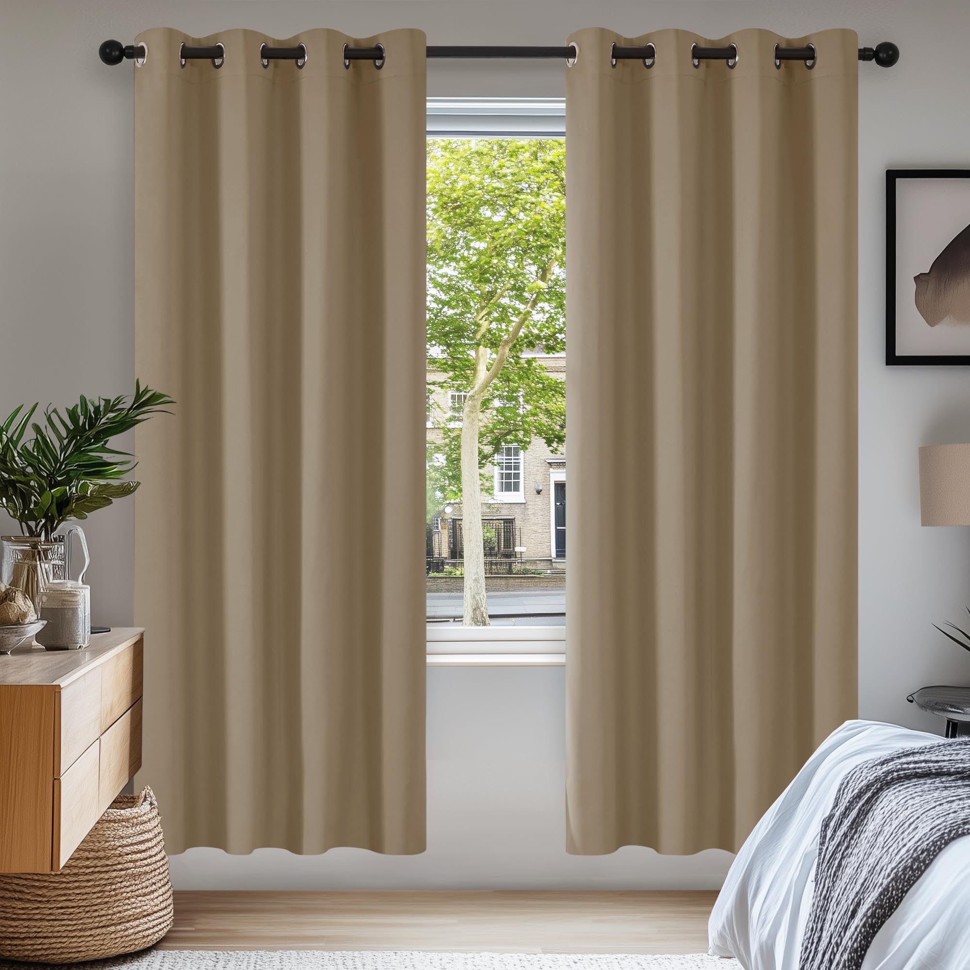 Deconovo Black Curtains Bedroom 52 x 84 Inch Thermal Insulated Energy Saving Eyelet Blackout Curtains for Living Room Black 1 PAIR — view 97