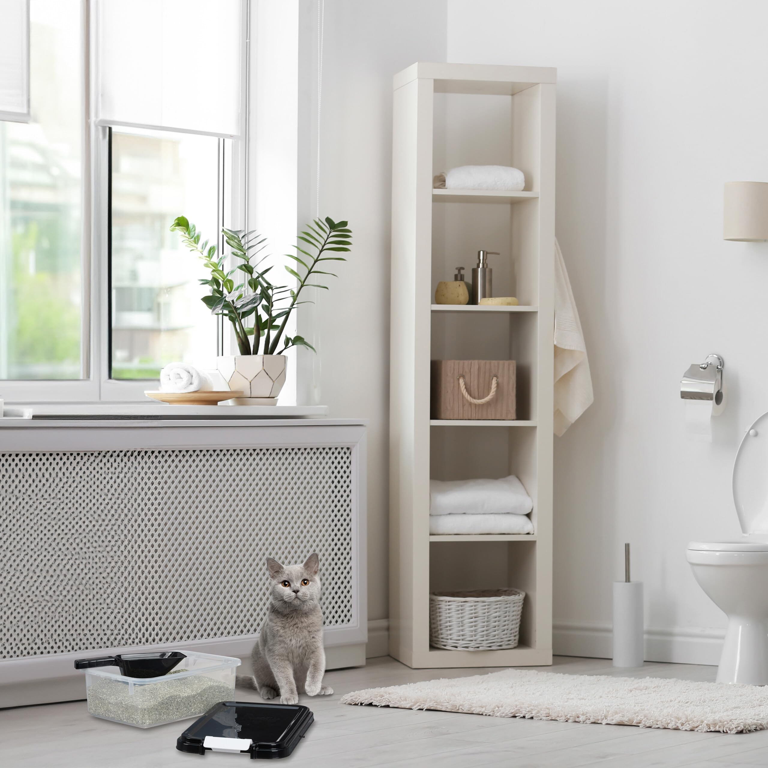 Relaxdays Pudełko do przechowywania karmy dla psów, zestaw 2 sztuk, 10 l i 30 l, pokrywka, rolki, szufla, pojemnik na karmę, przezroczysty