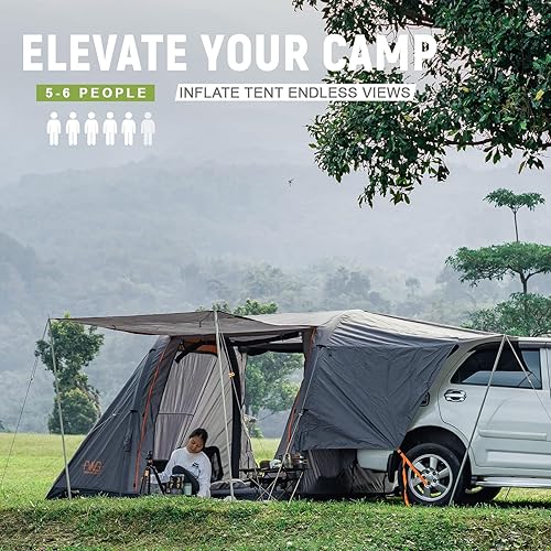 Miniatura 2 de Tienda de campaña inflable SUV para camping, fácil de instalar, tienda de campaña impermeable con lonas, tiendas de campaña portátiles con 2 puertas
