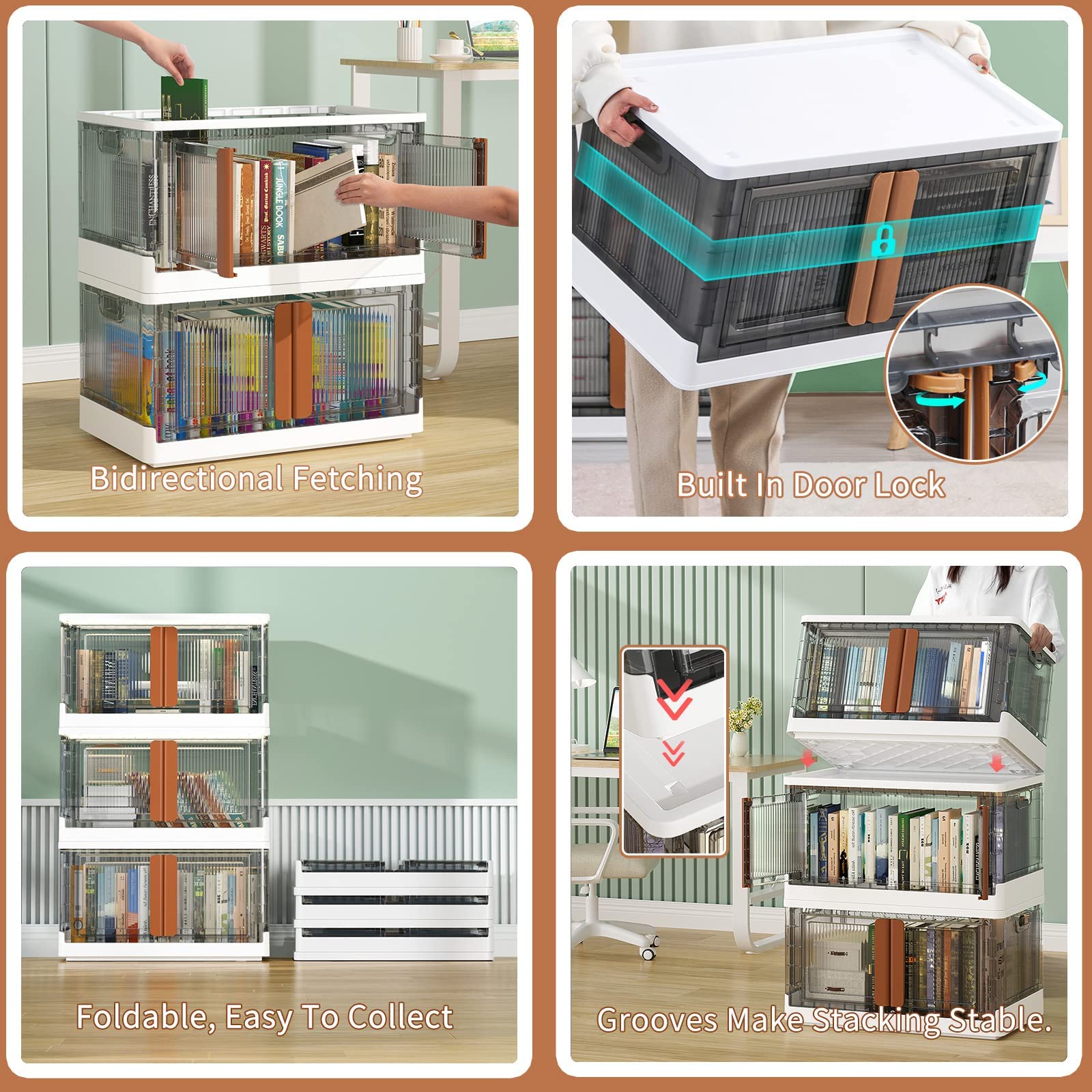 Closet Organizer und Aufbewahrung - Stapelbarer Aufbewahrungsschrank - zusammenklappbarer Aufbewahrungsbehälter mit Deckel für das Studentenwohnheim - Kofferraum-Auto-Organizer