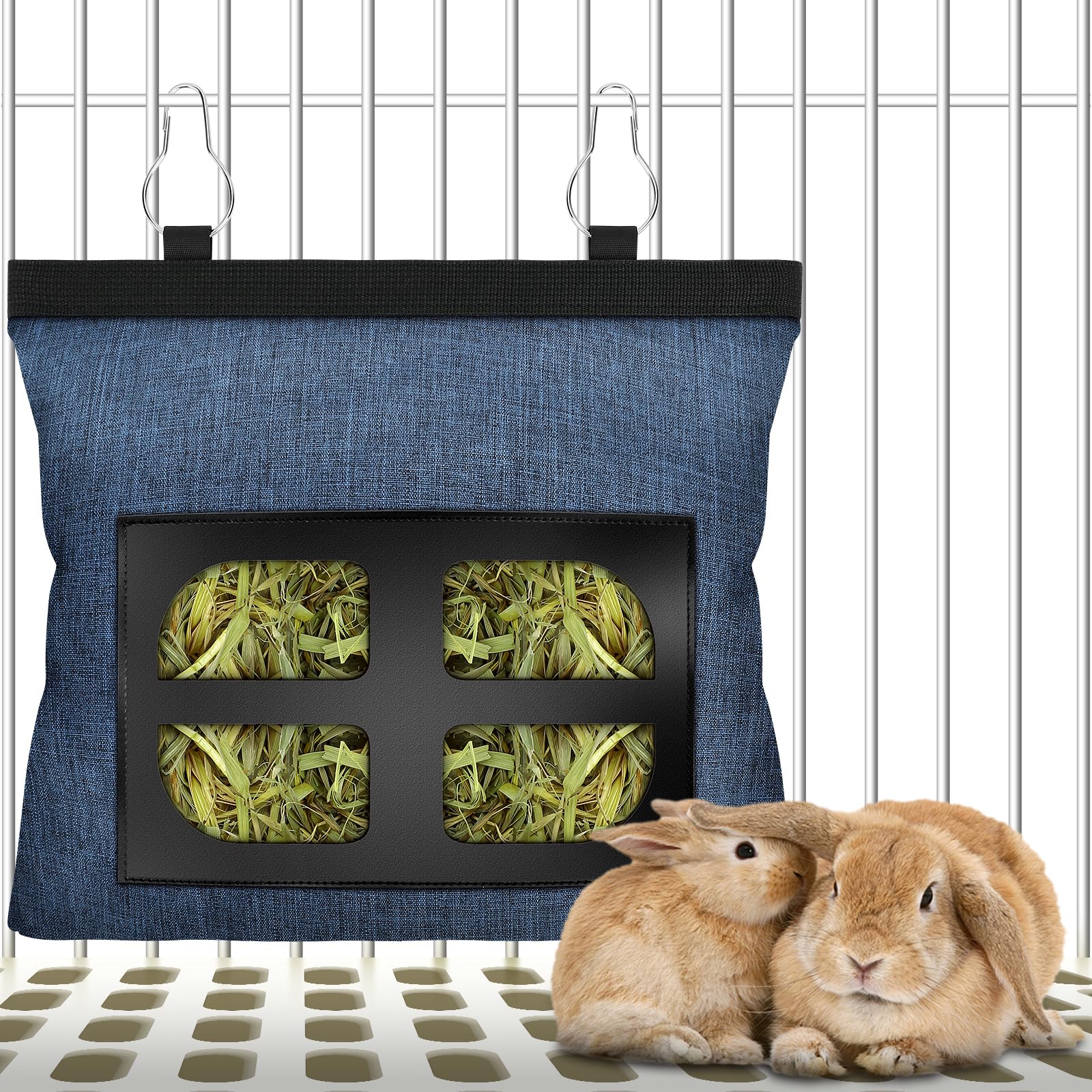 Rabbit Hay Feeder Bag Guinea Pig Hanging Hay Feeding Bag Storage Dispenser for Chinchilla Hamster Bunny Small Animal Pet