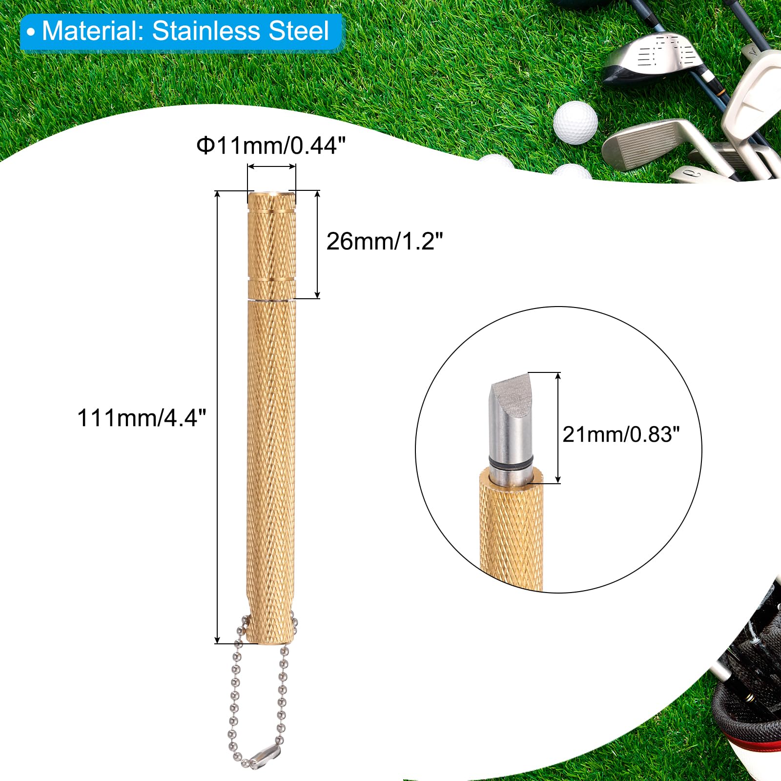 PATIKIL Golf Club Groove Sharpener, Golf Club Sharpeners Re-Grooving Tool and Cleaner for Men U & V-Grooves Wedges Irons Generate Optimal Back Spin, Gold - Image 2