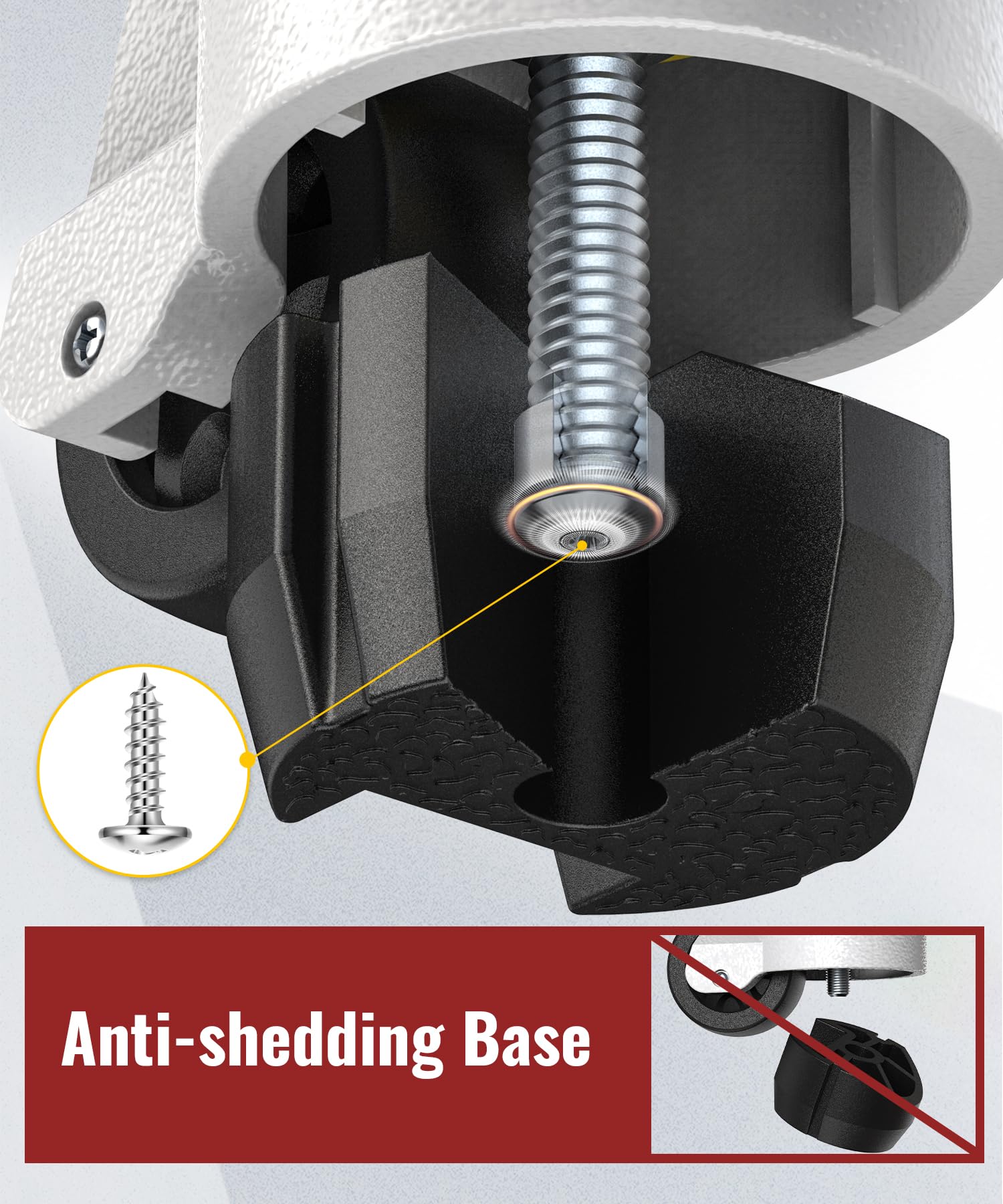 HOLKIE Juego de 4 ruedas giratorias niveladoras de alta pesados con mango de trinquete, ruedas retráctiles de tamaño de tornillo M12 y 1/2", ruedas ajustables para muebles, capacidad total de 2250 kg