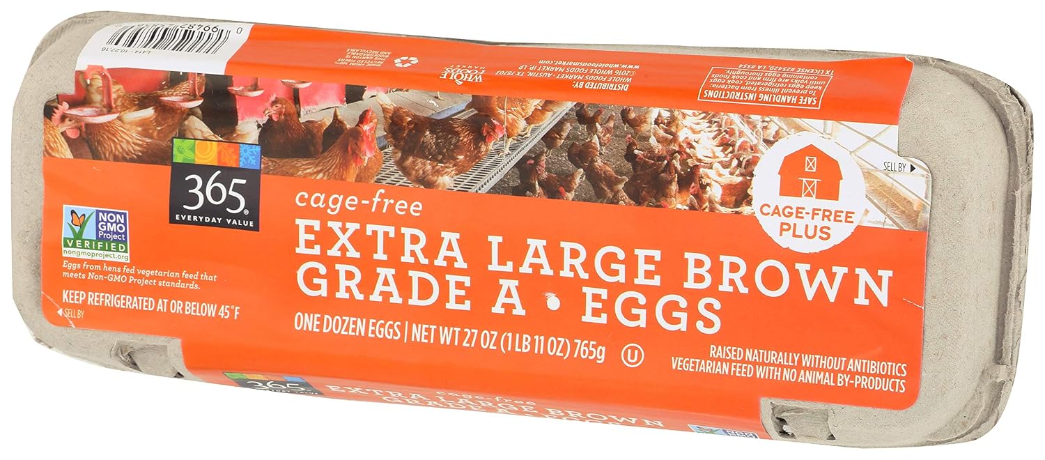 365 Everyday Value, Cage-Free Non-GMO Extra Large Brown Grade A Eggs, 12 ct