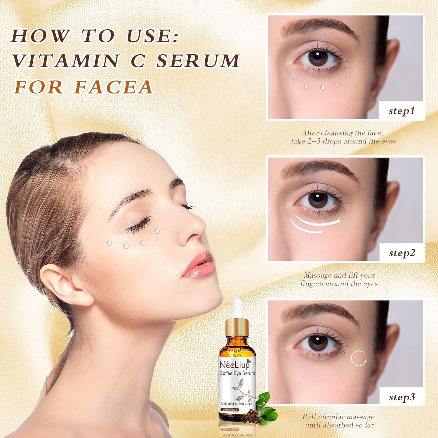 Under Eye Serum for Dark Circles and Puffiness, Eye Bag Treatment, Anti Aging & Wrinkles, Glycerin & Caffeine Eyes Serum for Men Women, Hydrating Eye Cream with Hyaluronic Acid for Fine Lines : Beauty & Personal Care
