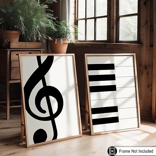 Miniatura 6 de Poster Master Póster de música vintage de 2 piezas, impresión de piano retro, arte de notas musicales, regalo elegante para hombres, mujeres,