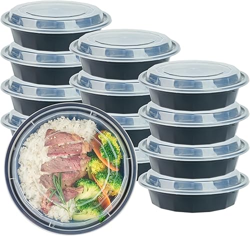 Miniatura 204 de Restaurantware Asporto - Cajas para llevar de 16 onzas, 50 recipientes de alimentos para llevar para microondas, tapas de plástico transparente Negro