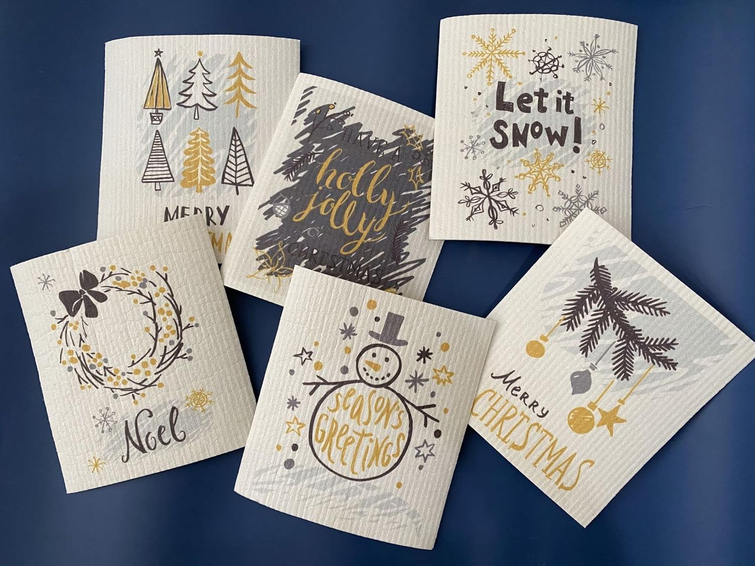 TREEWOO Kitchen Dish Towels Reusable Swedish Dishcloths Set of 6 Natural Cotton Washable Household Dining Room Cleaning Sponges Super Absorbent Dish Rags - Image 2