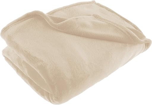 Flannel Fleece Throw Blanket- For Couch, Home Decor, Bed, Sofa & Chair- Oversized 60 x 70- Lightweight, Soft & Plush Microfiber in Desert Tan by Bedford Home