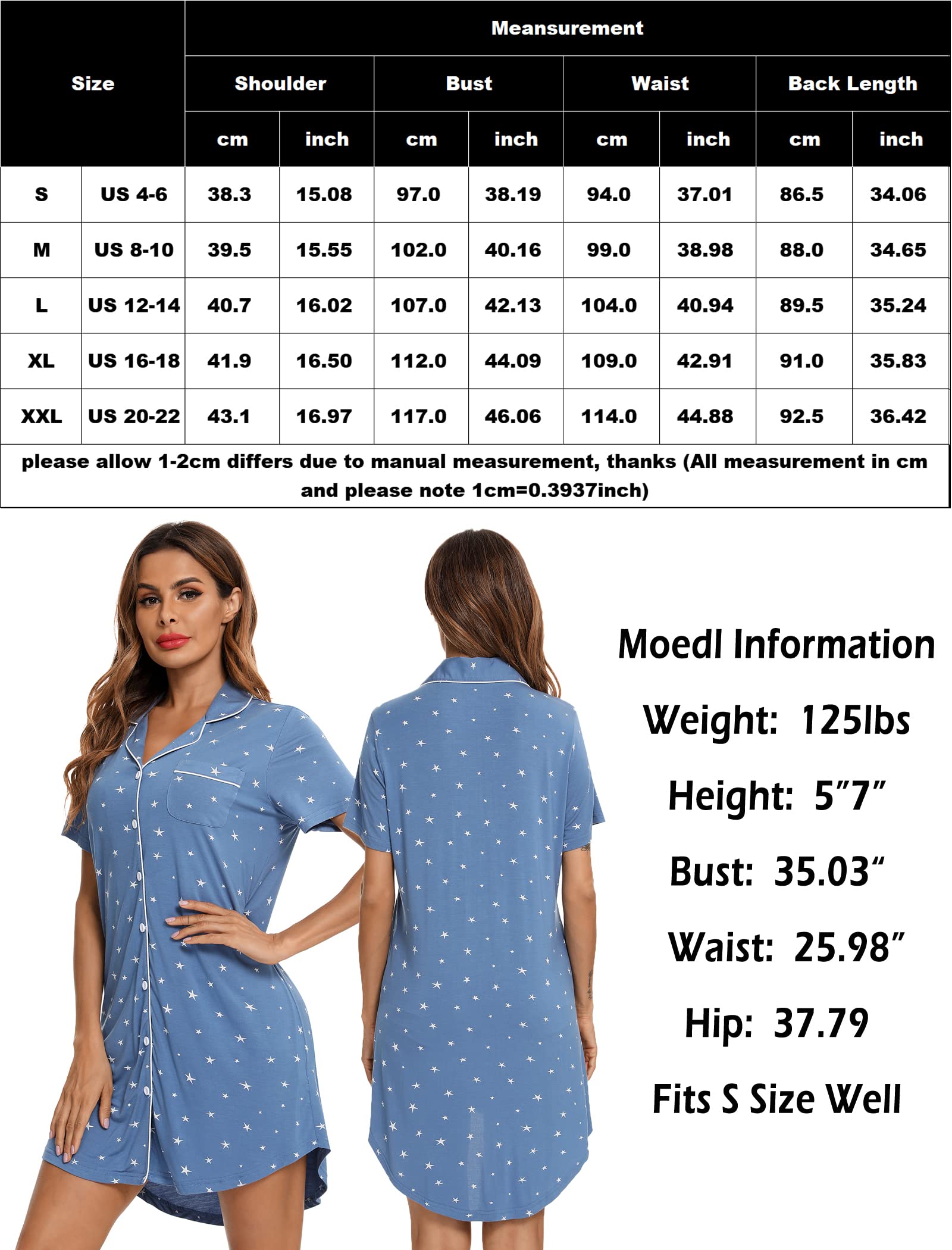 Leikar Camicia da notte premaman per donne pigiama a maniche lunghe camicia da notte