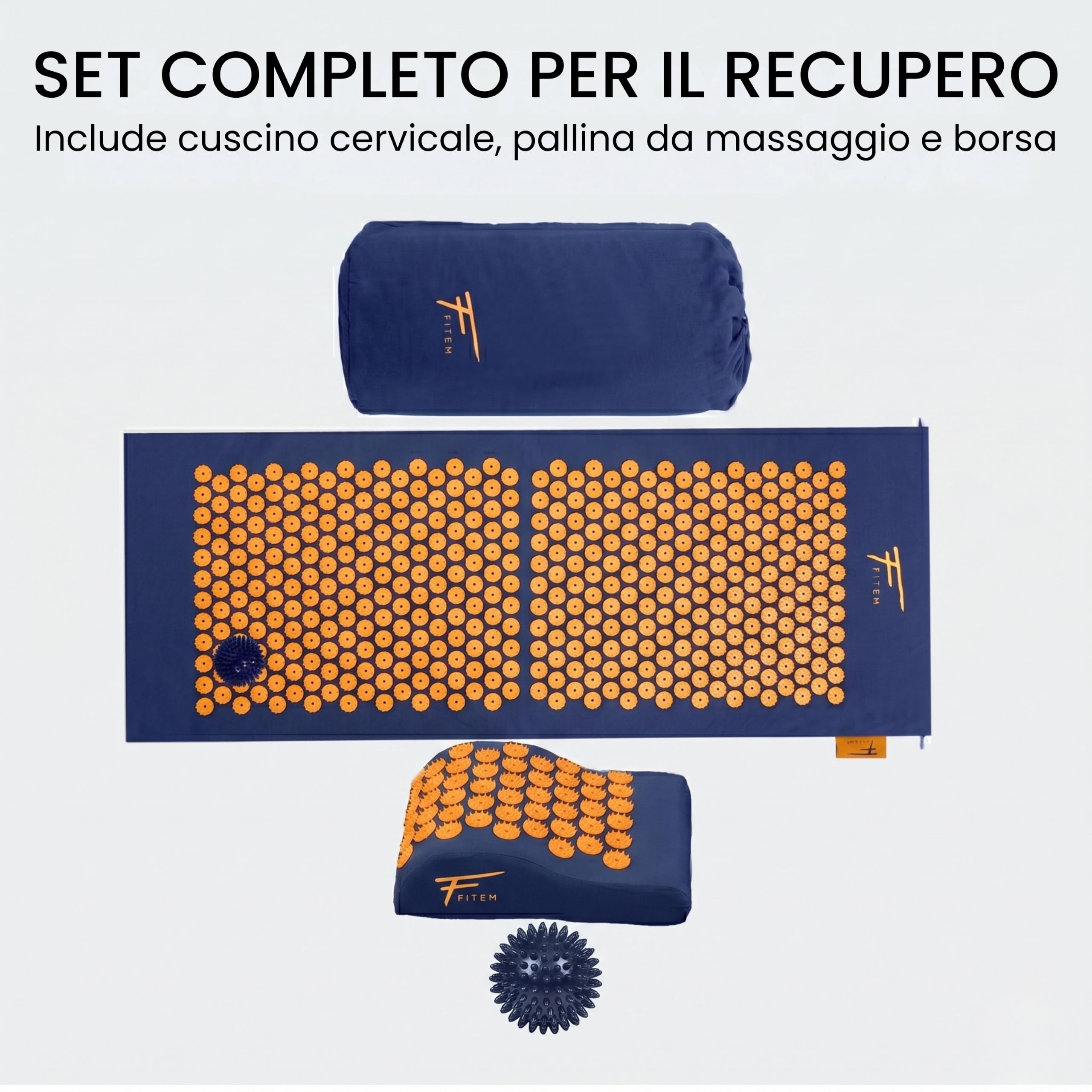 Fitem Tappetino per Digitopressione con Cuscino per Massaggio e Relax, Supporto per Schiena e Collo, Ideale per Yoga, Pilates e Recupero, Favorisce Benessere e Riposo a Casa