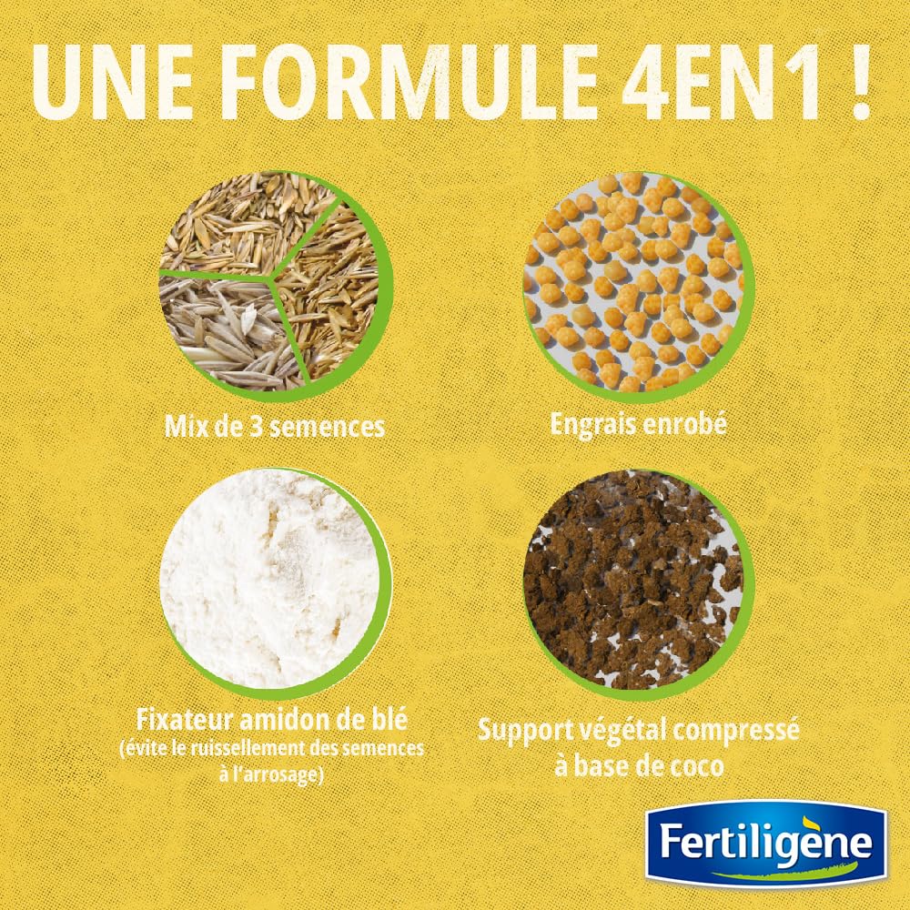 FERTILIGENE FPATCH750 Patch Magic Rénovateur de Pelouse 750 g - Formule 4 en 1 semences, engrais, fixateur, support végétal