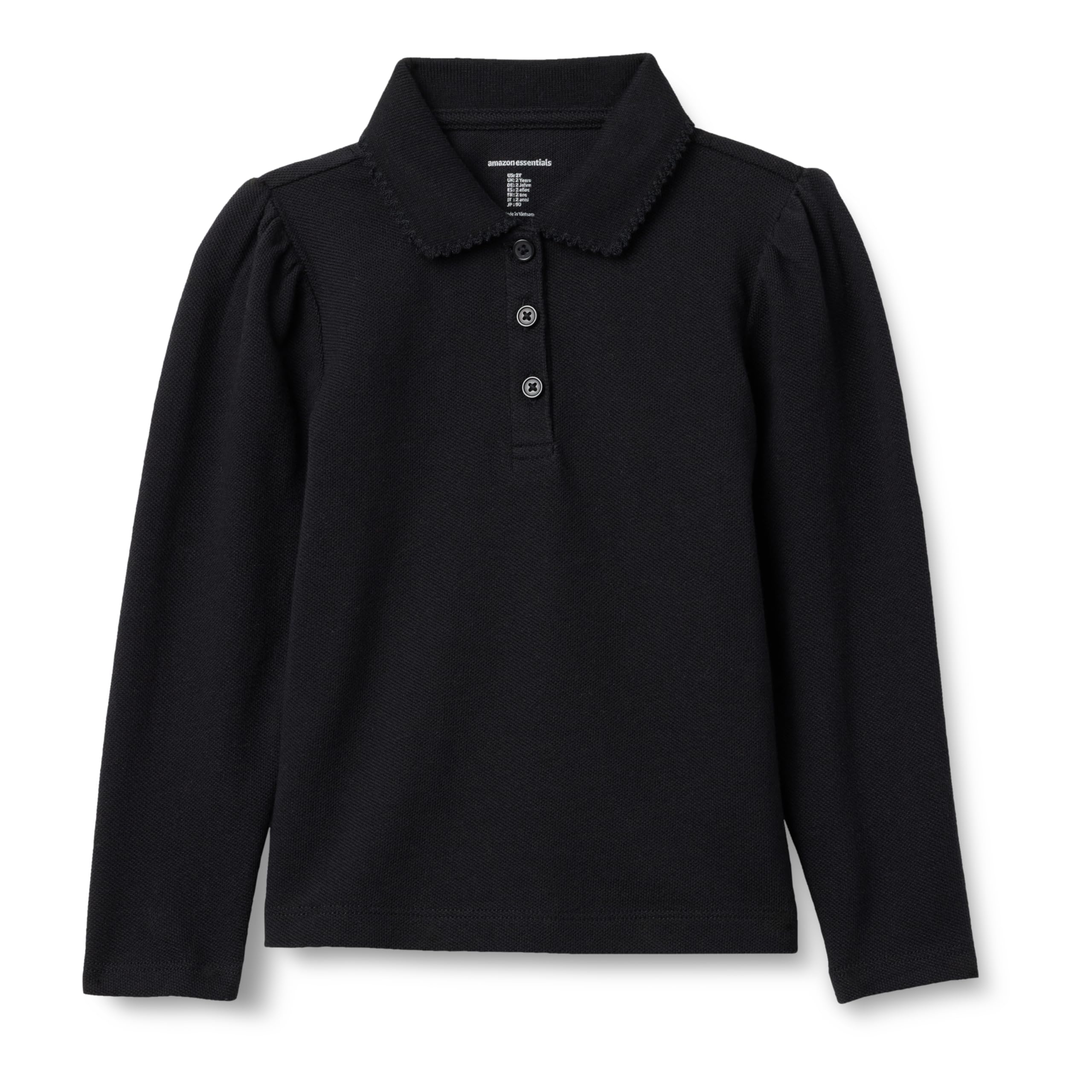 Amazon Essentials Girls and Toddlers' Uniform Pique Long Sleeve Polo Shirt