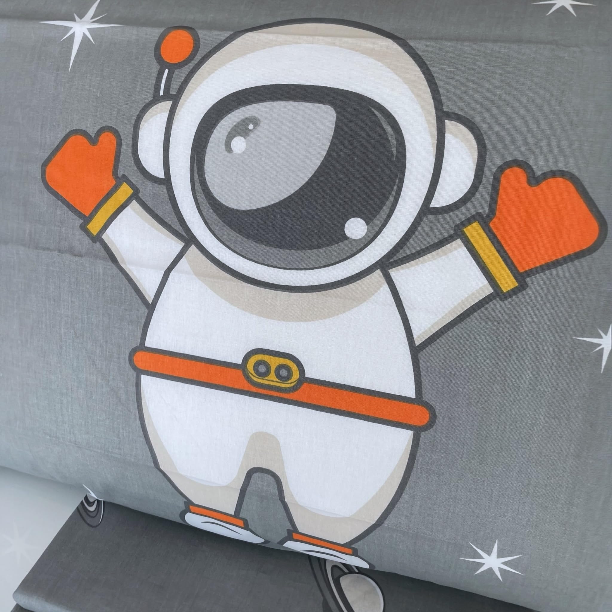 Caleffi Lenzuola Singolo Bambino Art. Spazio in Cotone 100% – Set 3 Pezzi con Federa Double Face – Colore Grigio