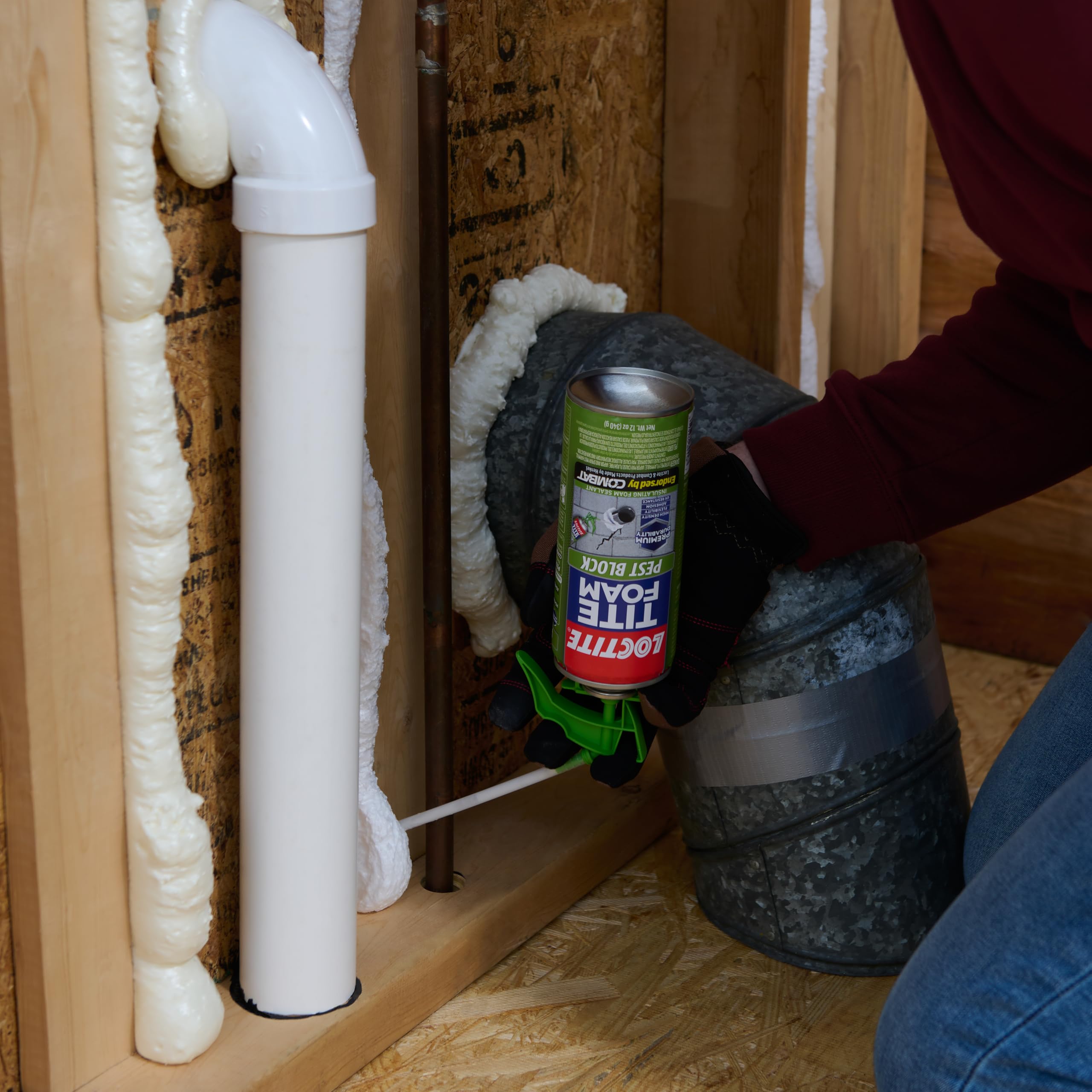 Loctite Pest block PU foam|Premium durability, High density insulating foam, UV resistant, Seals air,pests & moisture in gaps up to 1 inch|Ideal for kitchen cuboards, Plumbing & wiring, 340g*pack of 1 product image 6