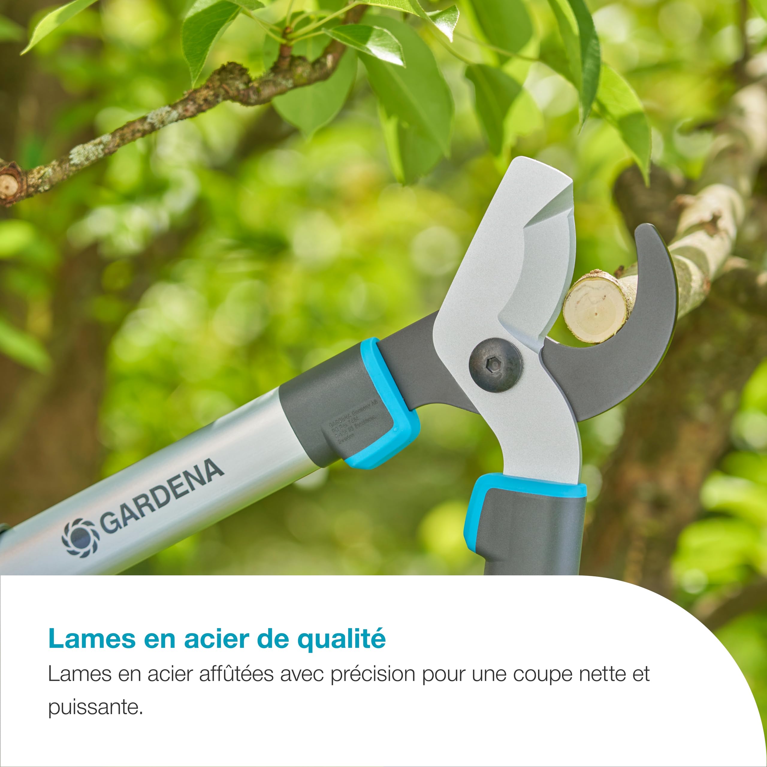 Gardena EasyCut S, sécateur à lame franche pour bois frais jusqu'à 45 mm, lames affûtées avec précision, PowerCoating pour des coupes nettes, design ergonomique, 900 g léger (12030-88)