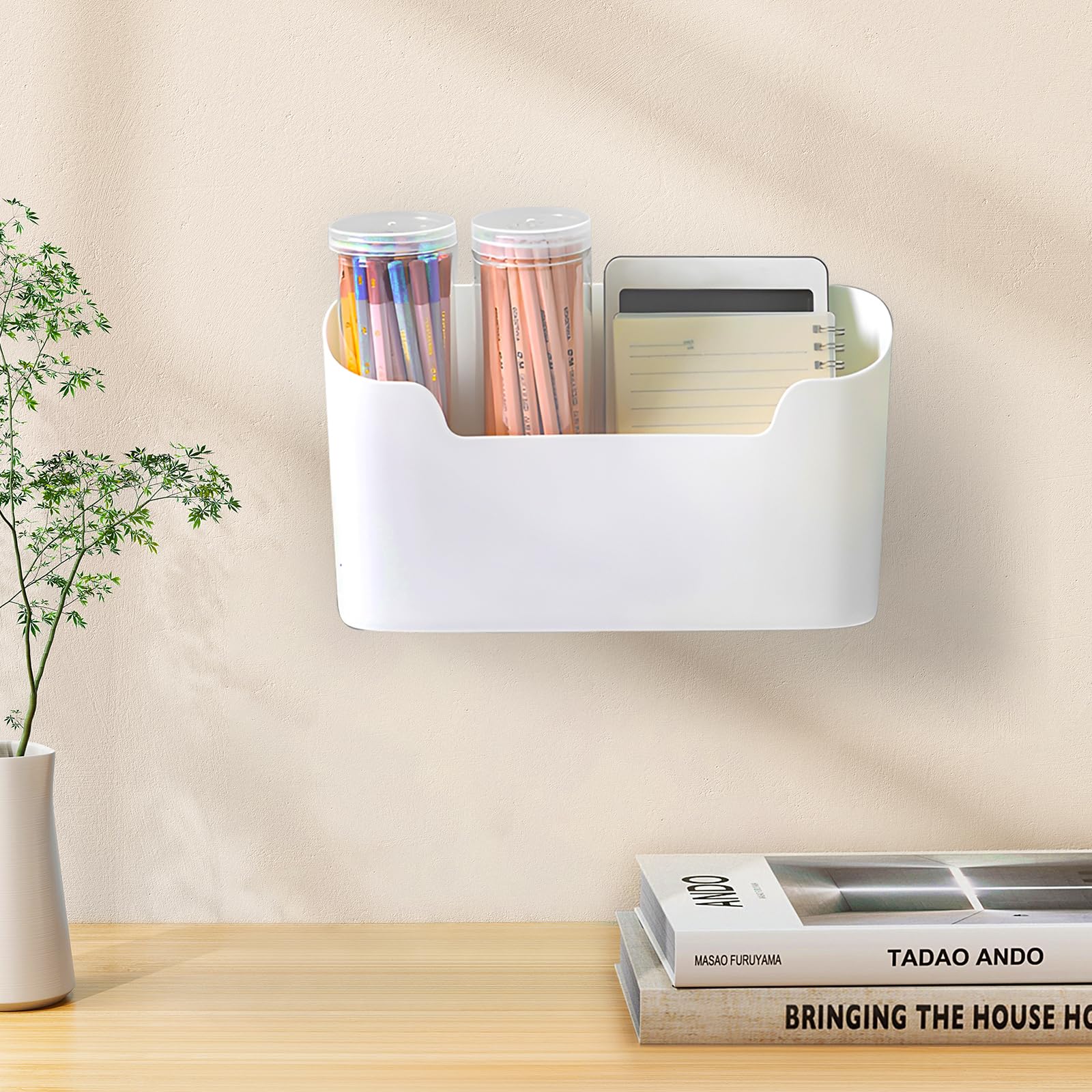 UKOFEW Caja de Almacenamiento de Puerta de Cocina, Adhesivo Caja De Almacenamiento Montada En Pared, Caja de Organización de Artículos Diversos, Cesta de Gabinetede Cocina, para Baño, Cocina, Armario