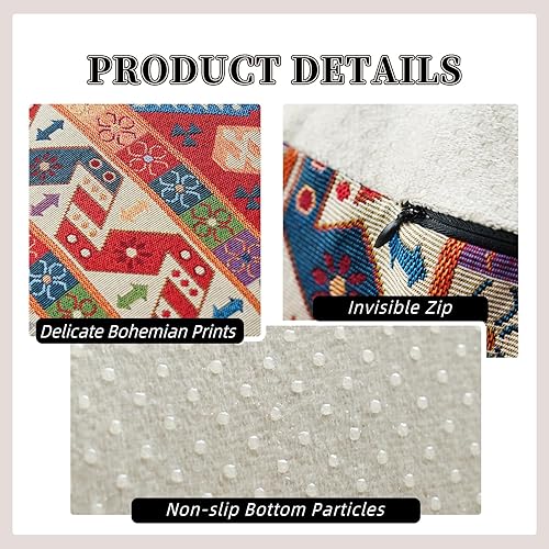 Miniatura 5 de Funda de puf bohemio sin relleno, reposapiés otomano, taburete indio mexicano, puf, almacenamiento para sala de estar, decoración de dormitorio Boho