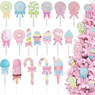 18 Pcs Large Candy Christmas Tree Decorations Lollipop Ornaments Cute Lands Xmas Tree Hanging Decor for Christmas Themed Party Holiday Decorations