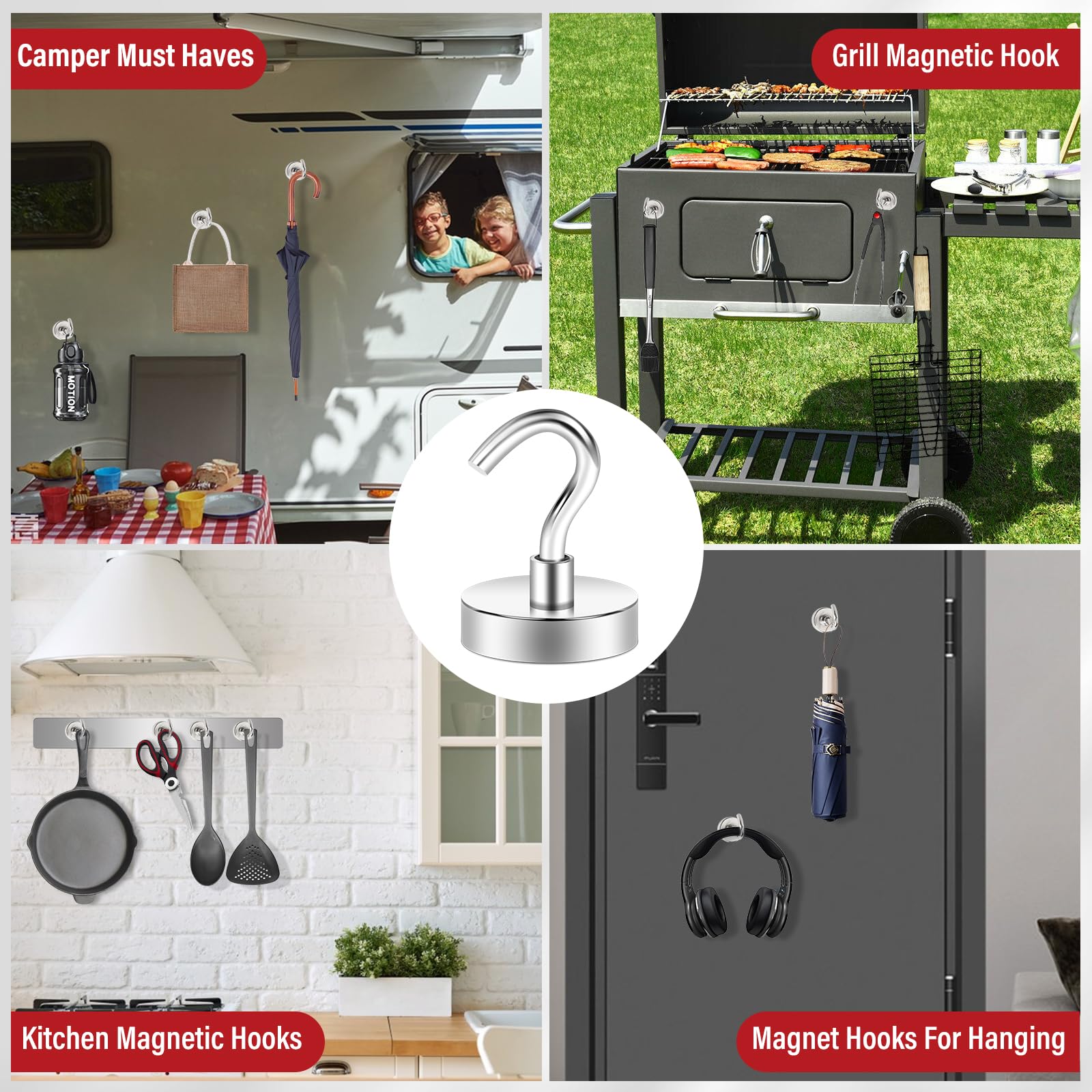 TOP MAGNETS Ganchos magnéticos, imanes de crucero de 80 libras, ganchos magnéticos para crucero, paquete de 12 artículos esenciales para cabinas de crucero, refrigerador, colgar, pizarra blanca,