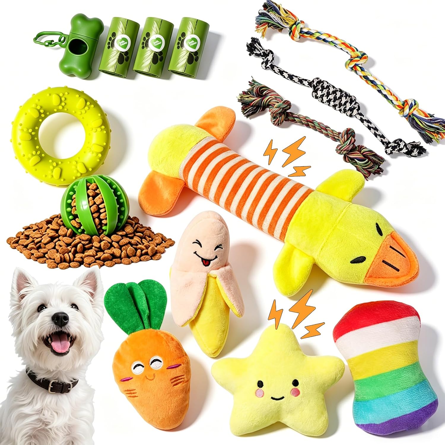 AiMgFUN 23 Pack Non-Toxic Puppy Chew Toys Teething Squeaky Rope Toys for Small Puppies