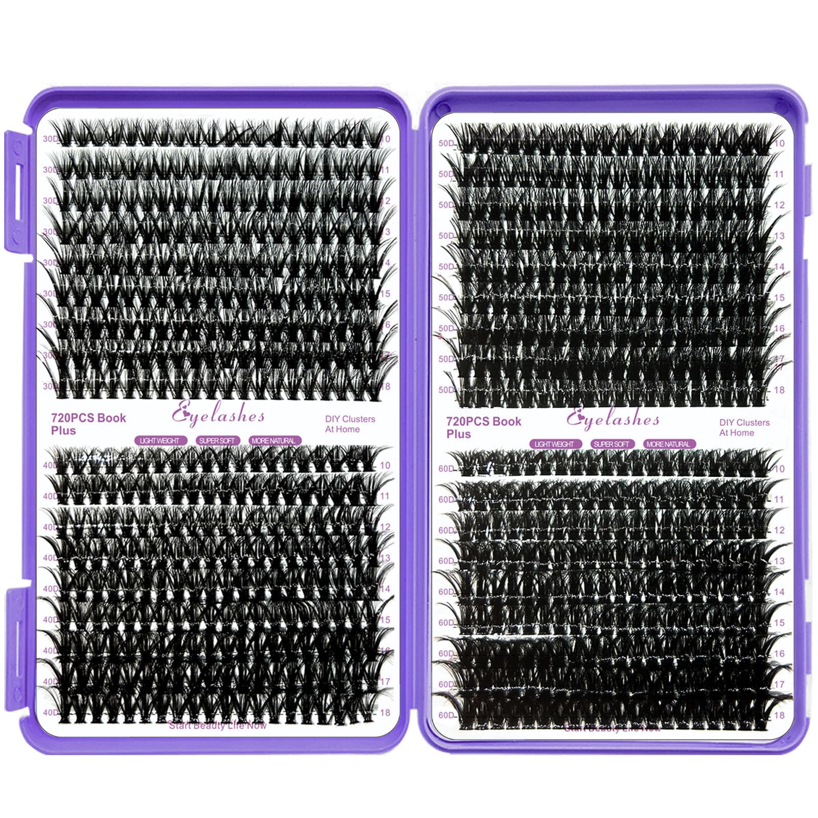 DNSGOOR Kit de Extensión de Pestañas DIY 840 Lash Cluster Caja de Pestañas de Espejo,Pegado y Sellado de Pestañas,Eliminación de Pestañas,Cepillo de Pinzas Mini Aplicador