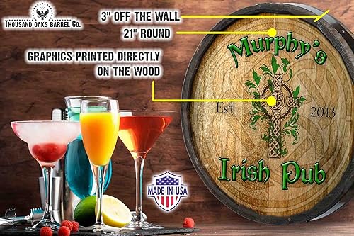 Vista 66 de THOUSAND OAKS BARREL CO. Personaliza el letrero de un cuarto de barril con cócteles de gato negro, barril de vino hecho de madera de roble de alta